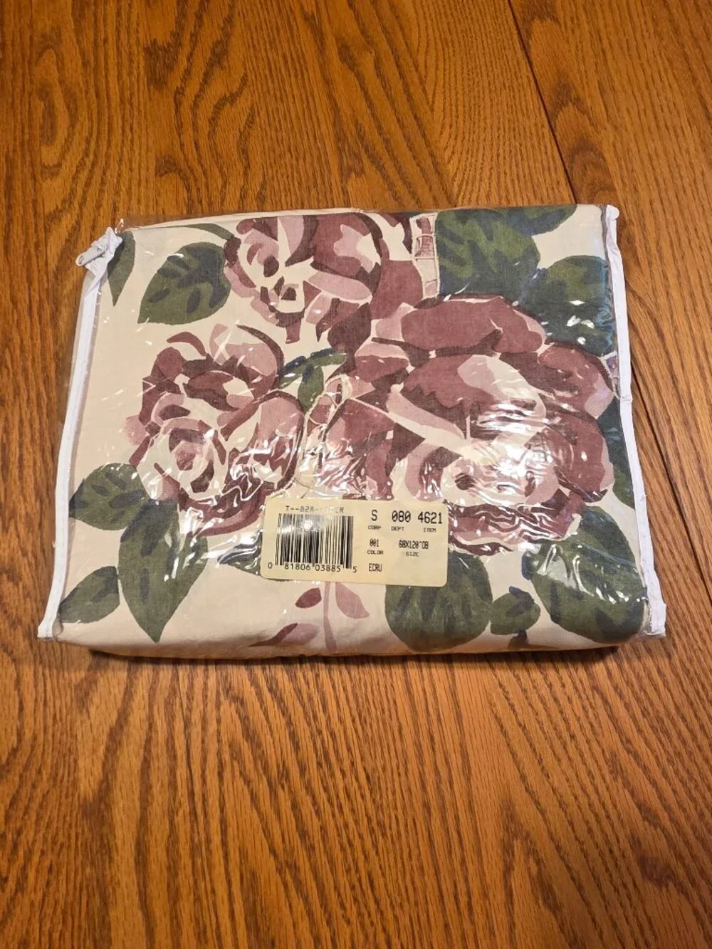 Battenburg Lace Hand Painted Rose Tablecloth 68x120 & Napkins Ecru Beige, NWT